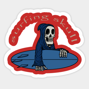 SURFING SKULL Sticker